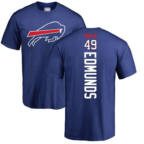 Men NFL Buffalo Bills #49 Tremaine Edmunds Royal Blue Backer T Shirt->nfl t-shirts->Sports Accessory